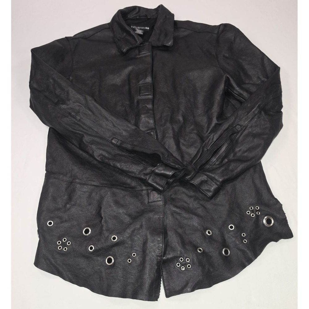 Industry Black Leather Jacket Women's Medium 100% Leather โ Flaw